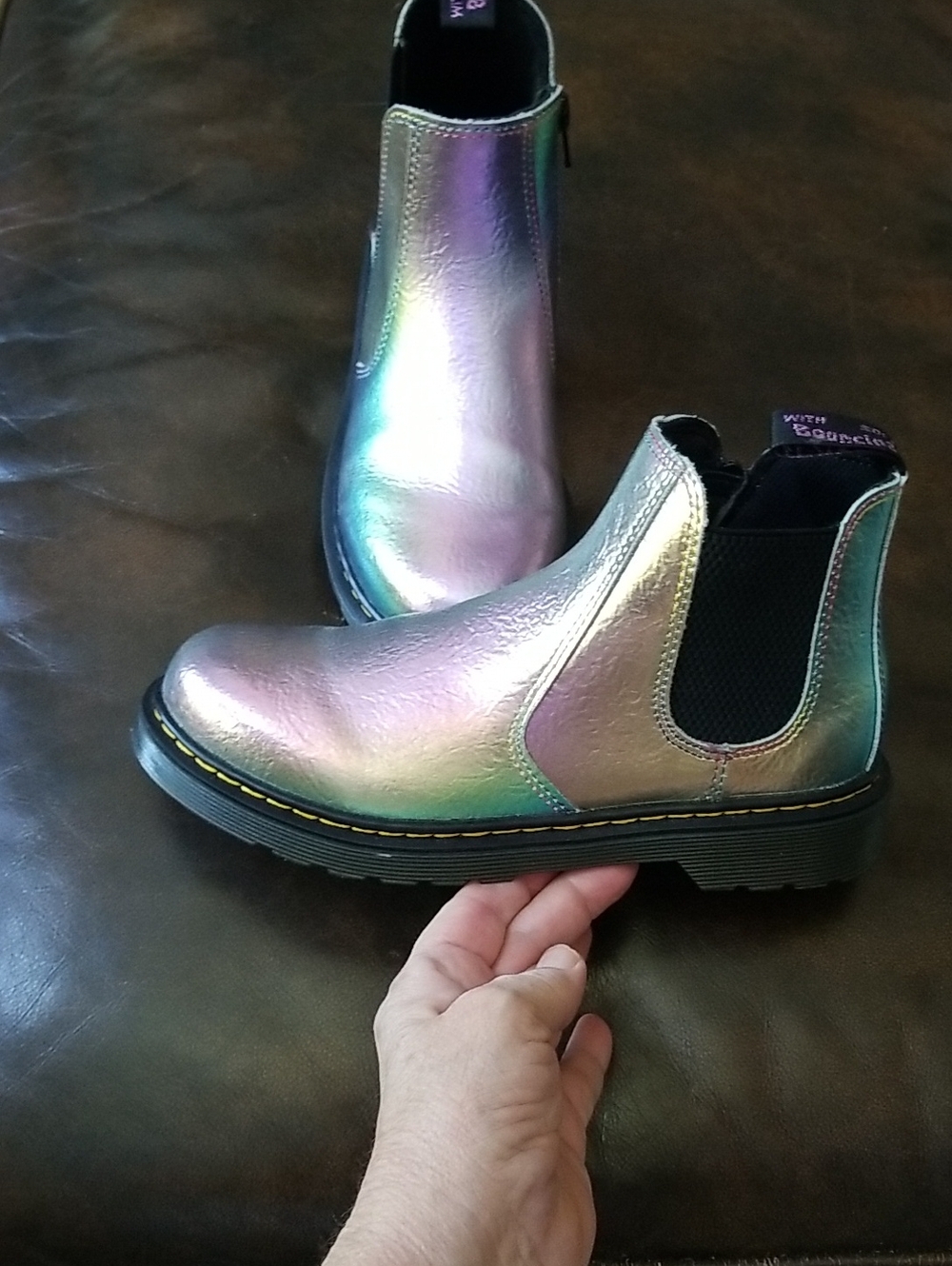 Dr. Martens Kids Iridescent Chelsea Boots - Purple/Green/Blue - Picture 1 of 11